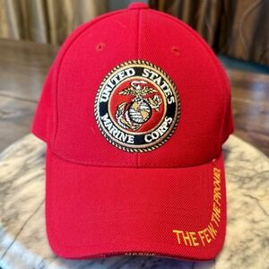 United States Marine Corps The Few The Proud Red Baseball Cap Hat Adult USMC